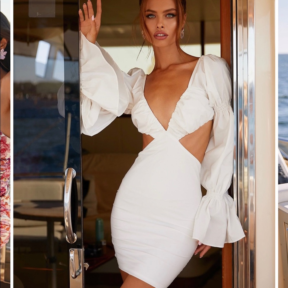 BRAND NEW WITH TAGS white mini cutout dress